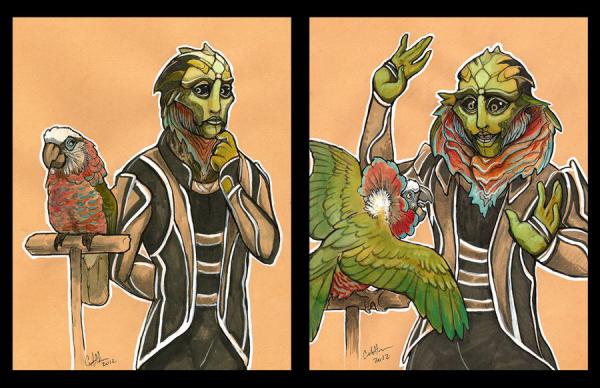 drell_with_hawkhead_parrot_by_caramitten-d4uww2a.jpg
